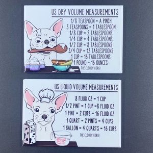 White Chihuahua Dog Measuring Chart Magnet Set Kitchen Baking Cooking Guide